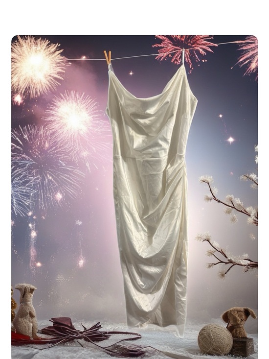 The Unbranded Brand Dresses & Skirts - Elegant White Satin Cowl-Neck Prom Dress